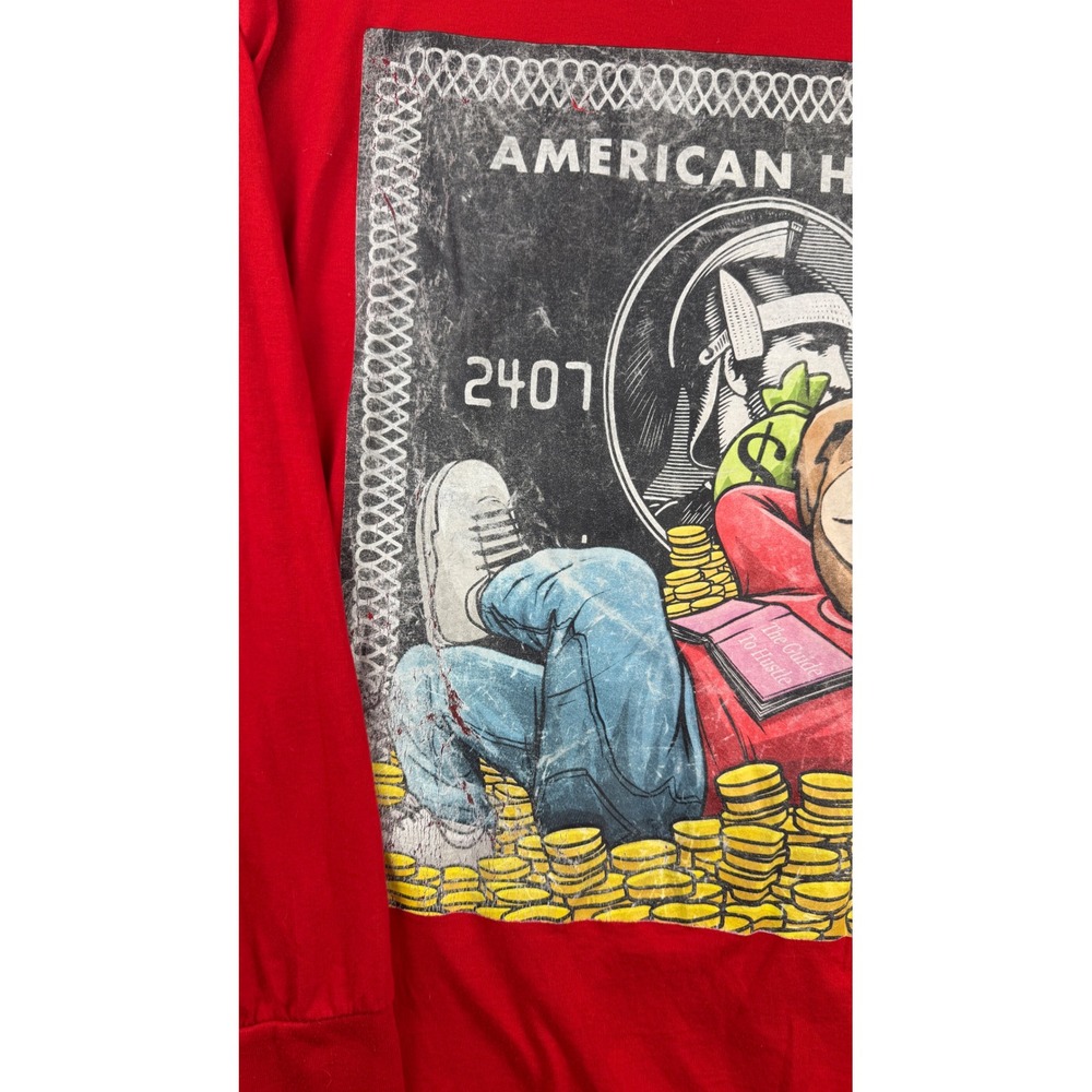 Hustle Gang American Hustle Long Sleeve Graphic T Shirt Red 5XL Streetwear - Picture 3 of 7